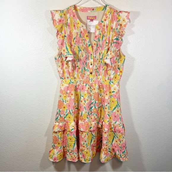 THML Dresses & Skirts - THML dress floral flutter sleeves size M NWT
